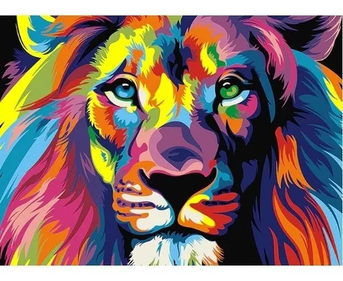 Arte 5d Diamante - León / El Rey Del Color 50 X 40 Cm