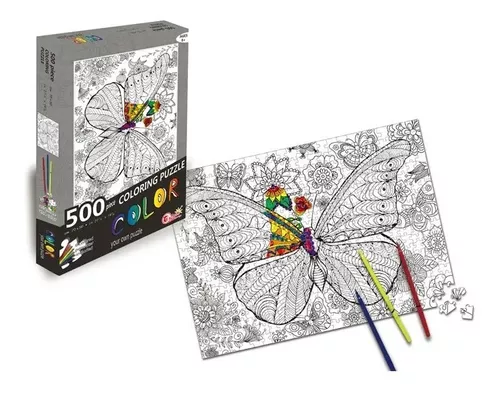 Rompecabezas 500 Piezas Para Colorear. Mariposa