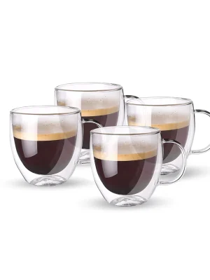 Taza de vidrio doble pared 150ml – Set x 4