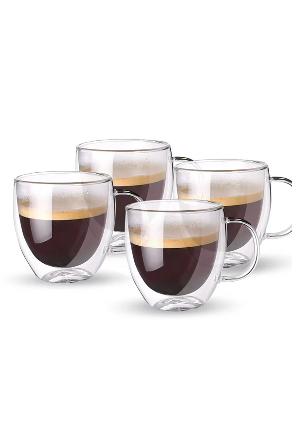 Taza de vidrio doble pared 150ml – Set x 4